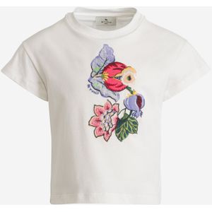 Etro Meisjes Bloemenprint T-Shirt in Ivoor