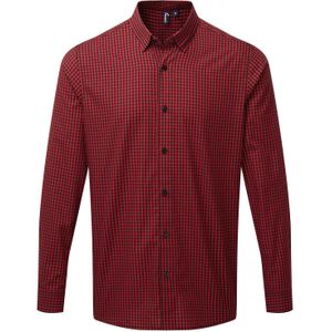 Premier Heren Maxton Geruit Overhemd Met Lange Mouwen (Zwart/Rood)