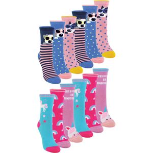12 paar nieuwe bamboesokken voor kinderen - Pack 2 (Honden & Eenhoorns)