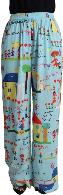 Dolce & Gabbana - Ribbroeken - Lichtblauw - 97% Polyester - Normale Pasvorm