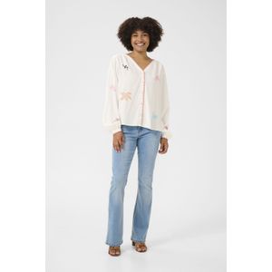 Blouse - Lange Mouw - Viscose - Losse Pasvorm - Borduursels