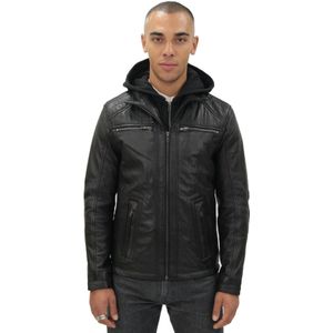 Heren - Leren Bikerjack - Zwart - Salvador