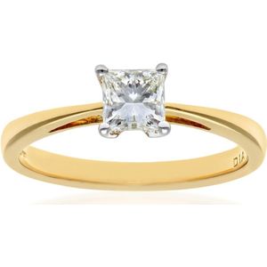 18kt geelgouden 1/2 karaat gecertificeerde J/I prinses geslepen diamanten verlovingsring