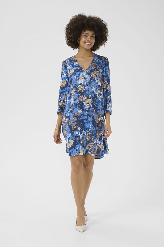 CULTURE - Jurk - Gemengde Kleuren - Viscose - Knielengte - Driekwart Mouw