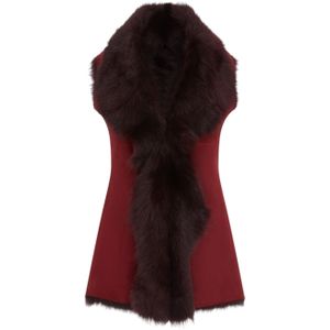 Dames bordeaux Toscana schapenvacht lang gilet-Sorocaba