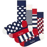 Happy Socks Sokken Classic Navy 4-Pack Gift Box Multi - Maat 37-40