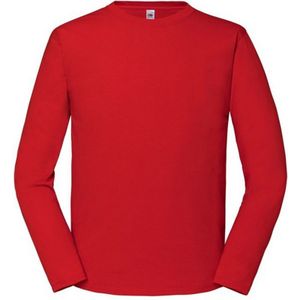 Fruit Of The Loom Heren Iconic 195 Premium Ringspun Cotton T-shirt Met Lange Mouwen (Rood) - Maat M