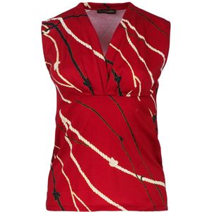Mouwloze Top - Rood - Katoenjersey - Met Touwprint