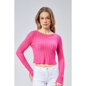 Korte Gebreide Top, UK Maat, V-Hals, E-commerce Vriendelijk