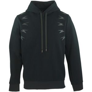 Neil Barrett Thunderbolt Schouder Zwarte Hoodie Met Rits - Maat M