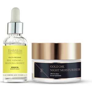 Bijengif + Manuka Honing Serumolie 30ml + ANTI-WRINKLE NachtMOISTURISER 24K GOUD - 50ml