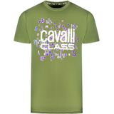Cavalli Class Schalenontwerp Logo Groene T-Shirt