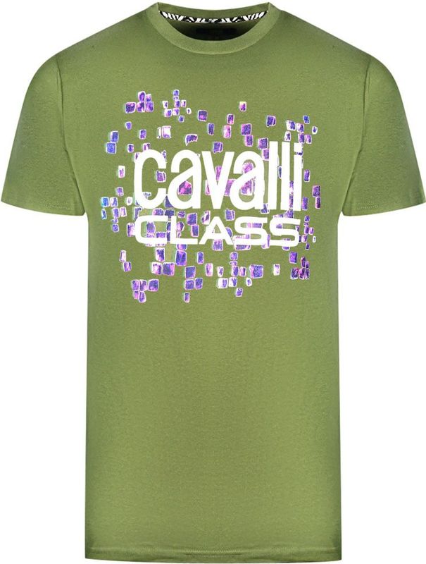 Cavalli Class Schalenontwerp Logo Groene T-Shirt