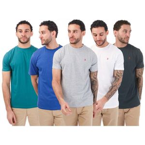 Men's Farah Relba 5 Pack T-Shirts in Multi colour