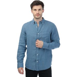 Gant Heren Linnen Normaal Overhemd (Blauw)