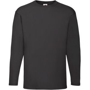 Fruit of the Loom Unisex Adult Valueweight Effen T-shirt met lange mouwen (Zwart)