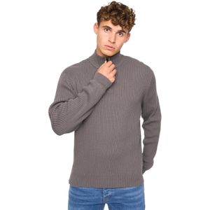 Crosshatch Heren Havaline gebreide Quarter Zip Pullover (Houtskool Grijs)