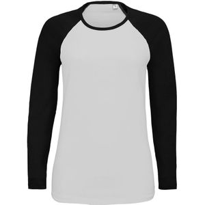 SOLS Dames/dames Melkachtig Contrast T-Shirt Met Lange Mouwen (Wit/diep Zwart) - Maat XL