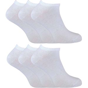 Set van 6 uniseks ademende, katoenrijke sneakersokken - Wit