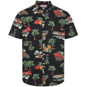 Kronstadt Regular Fit Overhemd Cuba  Met All Over Print Zwart - Maat XL