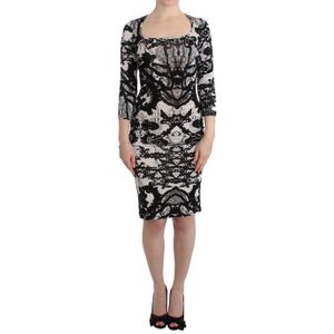 Cavalli Zwarte Bedrukte Sheath Jurk