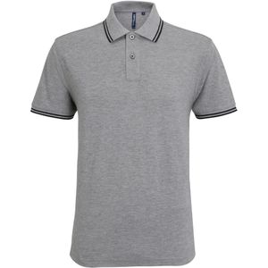 Asquith & Fox Heren Klassiek Fit getipt Poloshirt (Heide Grijs/Zwart)