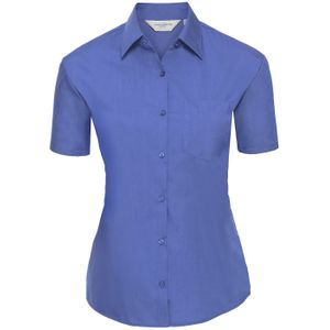 Russell Collection Dames/Dames Poplin Easy-Care Overhemd met Korte Mouwen (Bedrijfsblauw)