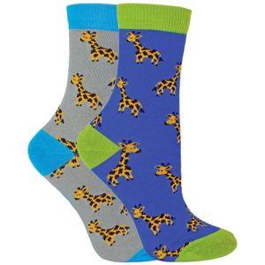 2 Paar Bamboe Sokken Jongens | Mr Heron | Sokken met dierenpatroon voor kinderen | Sokken met nieuw ontwerp - Giraffen