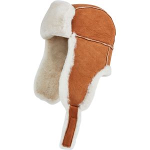 Heren Tan RAF Aviator Suede Sheepskin B-55 Trapper Hat Winter Warme Leren Navigator Hat