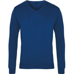 Premier Heren Gebreid Katoen Acryl V Hals Sweatshirt (Koningsblauw)