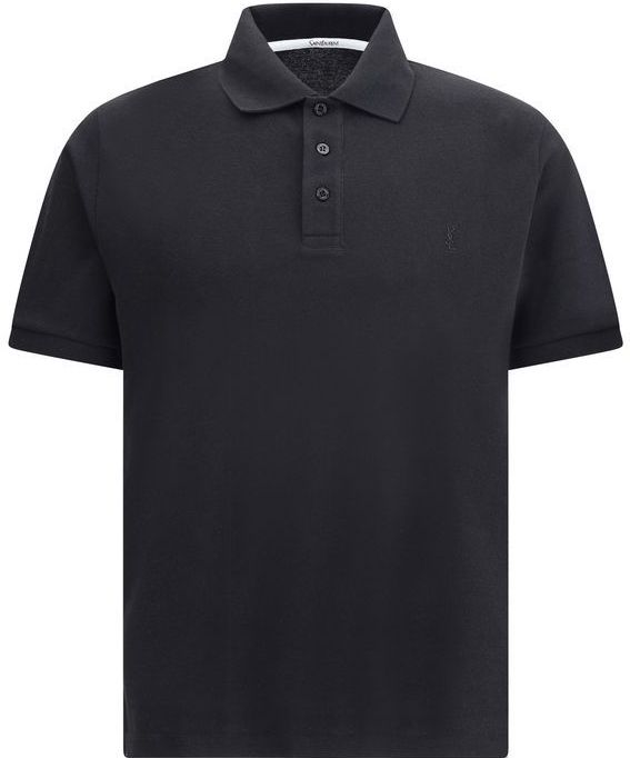 Saint Laurent - Polo Shirt - Zwart - Katoen - Geborduurd Logo