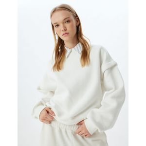 Koton - Sweatshirt - Ecru - Katoen - Lange Mouw - Losse Pasvorm