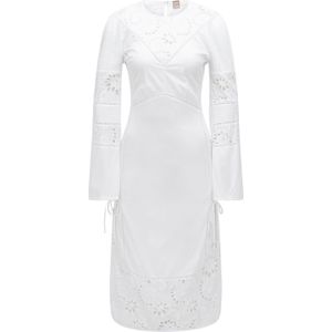 Boss Dames Danouk Broderie Trim Jurk (Wit)