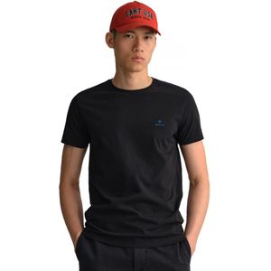Gant | Heren T-shirt met ronde hals en contrastlogo - zwart
