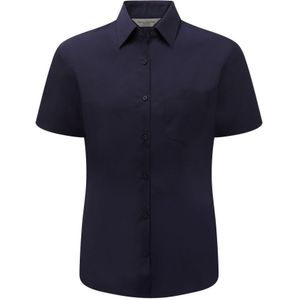 Russell Collectie Dames/Dames Korte Mouwen Poly-Katoen Easy Care Poplin Shirt (Franse marine)