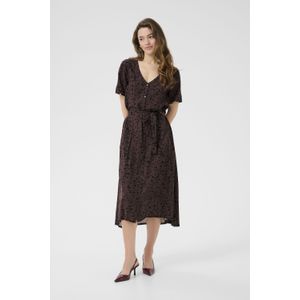Kaffe - Beathe - Jurk - Chocoladebruin / Zwart - 3/4 Lengte