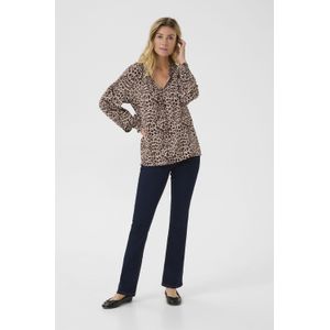 Cream - CRTiah - Blouse - Beige/Zwart - Dierenprint - Lange Mouw