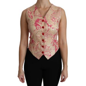 Dolce & Gabbana - V-hals Mouwloze Vest Top - Geel - Brokaat