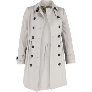 Burberry Dubbelgebreid Trenchcoat in Grijze Katoen