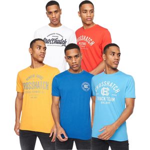 Crosshatch Heren Weymouth T-Shirt (5-pack) (Wit/Rood/Geel/Royaalblauw/Lichtblauw)