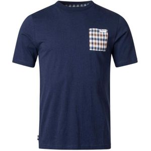 Aquascutum Heren Geruite Borstzak Actieve T-Shirt (Marineblauw)