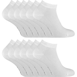 Sock Snob 12 Paar Heren Bamboe Trainer Sokken, Ademende Kussensokken voor Zomer - Wit