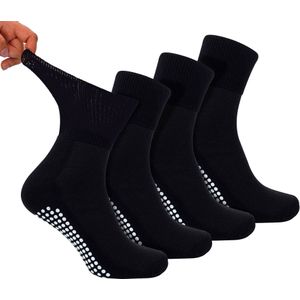 4-Pack Korte Bamboe Diabetessokken met Grips voor Heren en Dames