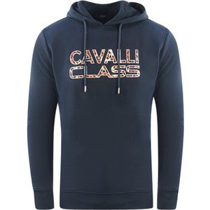 Cavalli Class Brand Logo Navy Blue Hoodie