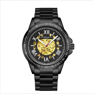 Met de hand gemonteerd, beperkt verkrijgbaar, automatisch Techtonic Black-horloge van Anthony James