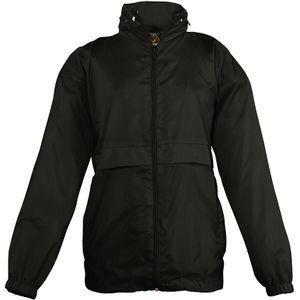 SOLS Kinderen Unisex Surf Windbreaker Jacket (waterbestendig en winddicht) (Zwart)