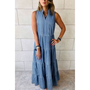 Gelaagde Maxi Denim Jurk