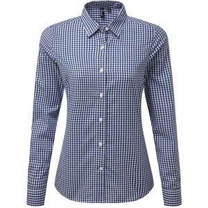 Premier Dames/Dames Maxton Gingham Shirt Met Lange Mouwen (Marine / Wit)