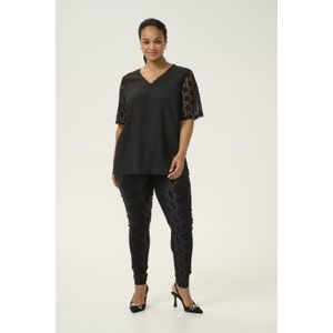 Blouse met korte mouwen Regular fit Black