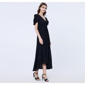 Gelaagde franjes schouder lange jurk